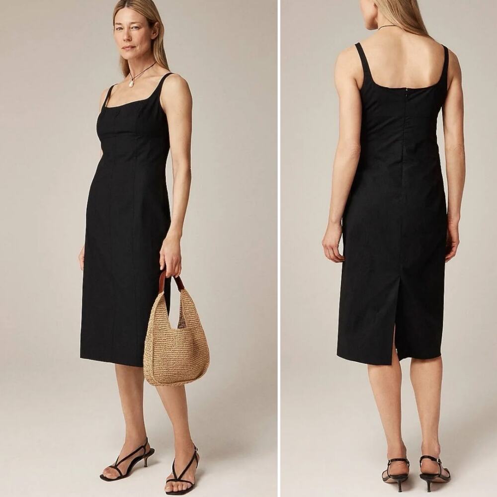J. Crew Black Seamed Midi Dress Size 14